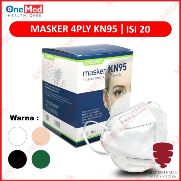 Masker N95 Isi 20 Onemed Face Mask Earloop Disposable Medis Debu Karet