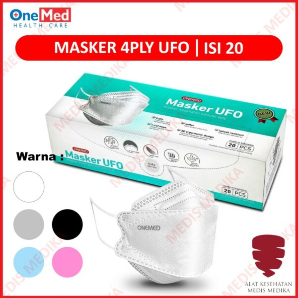 Masker UFO 4PLY OneMed Isi 20 Medis Earloop Karet Telinga Face Mask