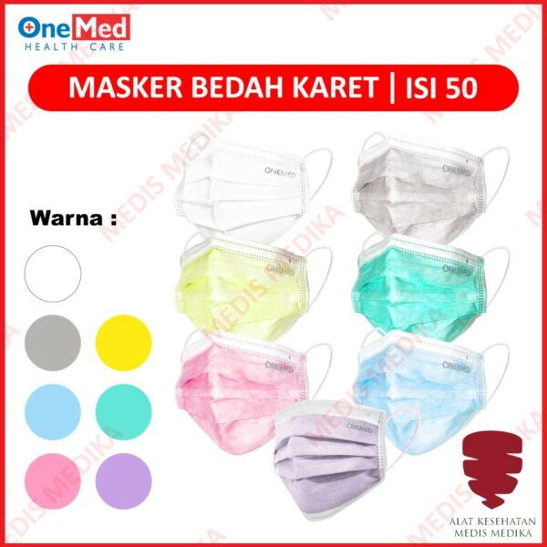 Masker Warna Isi 50 Onemed Earloop Face Mask Disposable Bedah Karet