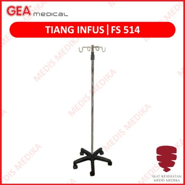 Tiang Infus Kursi Roda FS514 Gea Peralatan Rumah Sakit Stainless Steel