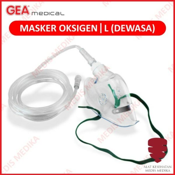 Masker Oksigen L Dewasa GEA Selang Penapasan Oxygen Mask Adult Large