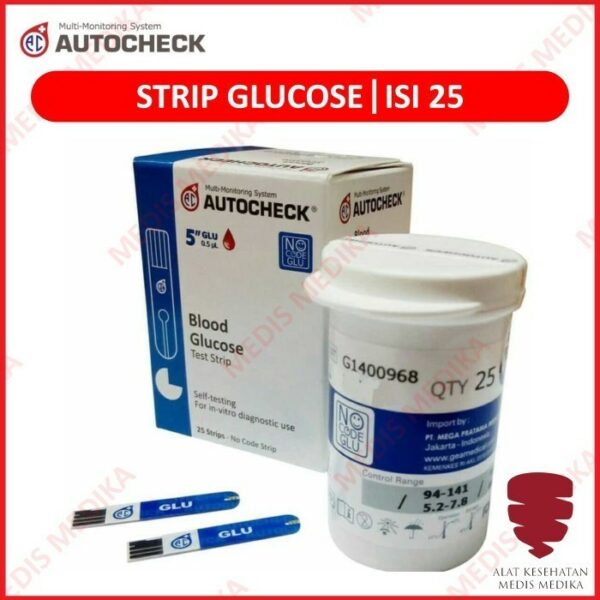 Autocheck Gula Darah Test Strip Cek Blood Glucose Refill Isi 25 Stik