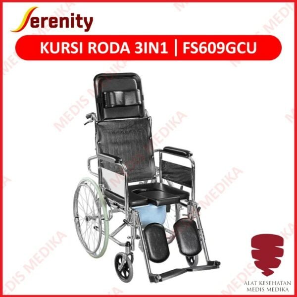 Kursi Roda 3in1 Serenity FS609GCU Wheel Chair Tidur Duduk BAB 3 in 1