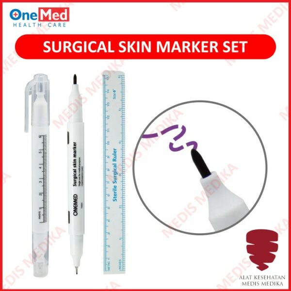 Surgical Skin Marker Set Onemed Pulpen Pen Ruler Kulit Penanda Operasi