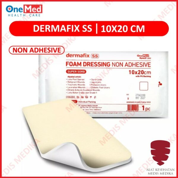 Dermafix SS 10 x 20 cm OneMed Non Adhesive Foam Dressing Plester Luka