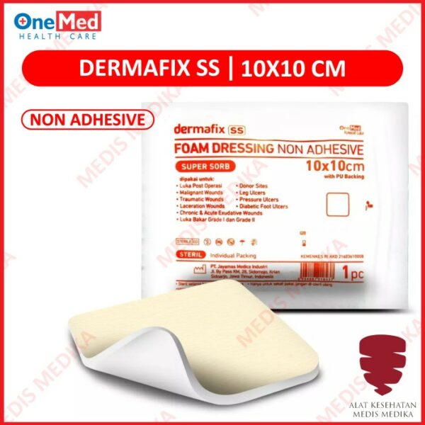 Dermafix SS 10 x 10cm OneMed Non Adhesive Foam Dressing Plester Luka