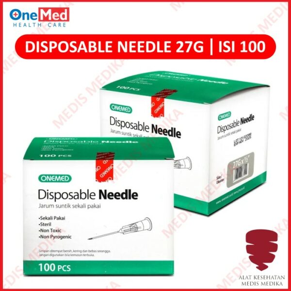 Disposable Needle 27G Onemed Jarum Suntik Medis 27 G x 1/2″ Sterile