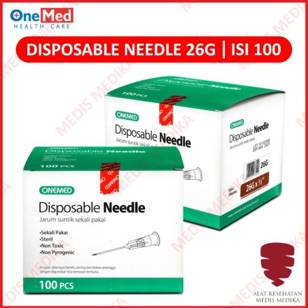 Disposable Needle 26G Onemed Jarum Suntik Medis 26 G x 1/2″ Sterile