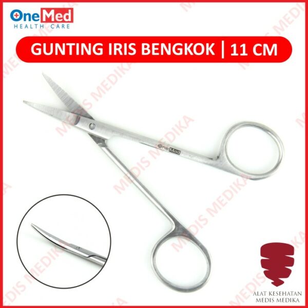 Gunting Iris Bengkok 11cm Onemed Stainless Operasi Bedah Mata 11 cm