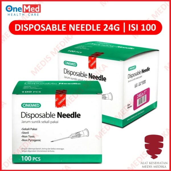 Disposable Needle 24G Onemed Jarum Suntik Medis 24 G x 1″ Sterile