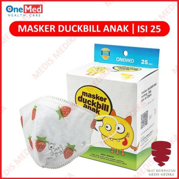 Masker Duckbill Anak Isi 25 Onemed Face Mask Kids Child Karet Motif