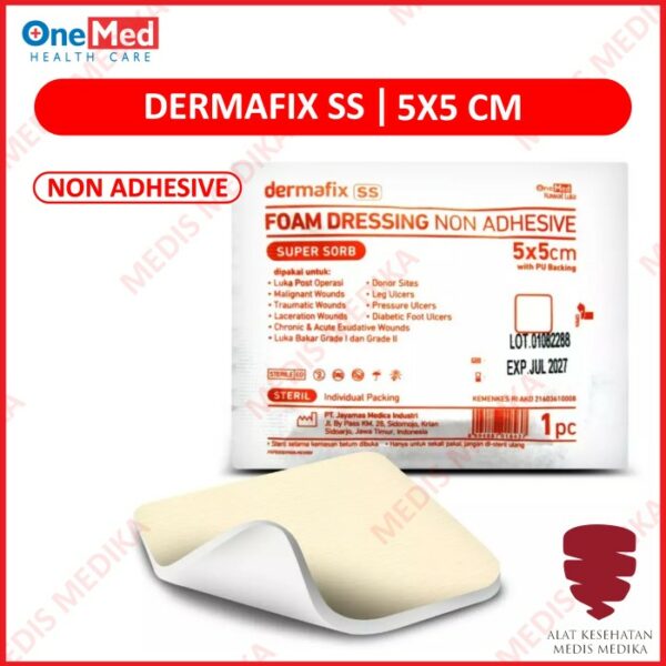 Dermafix SS 5 x 5 cm OneMed Non Adhesive Foam Dressing Plester Luka