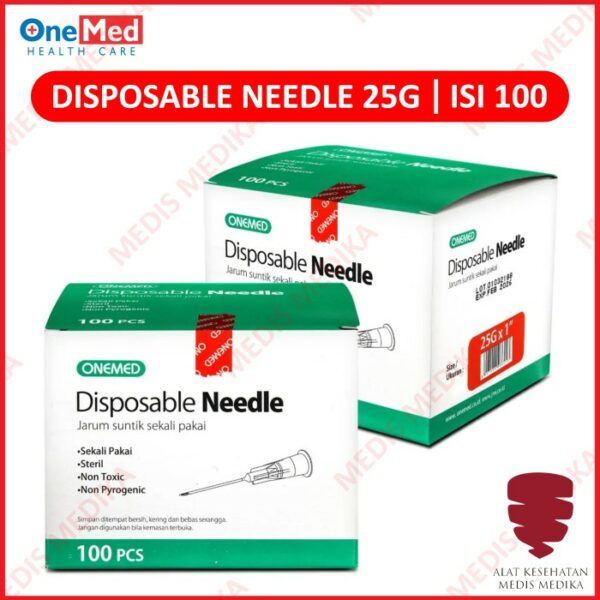 Disposable Needle 25G Onemed Jarum Suntik Medis 25 G x 1″ Sterile