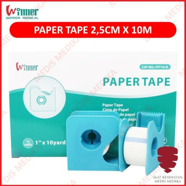 Paper Tape 1″ Winner Plaster Kertas Medis Isopore Dispenser Plester