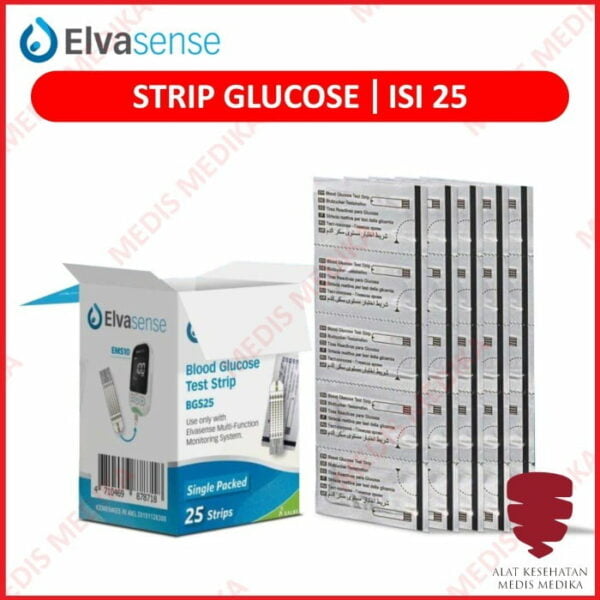 Strip Elvasense Glucose Test Cek Gula Darah Refill Isi 25 Elva Sense