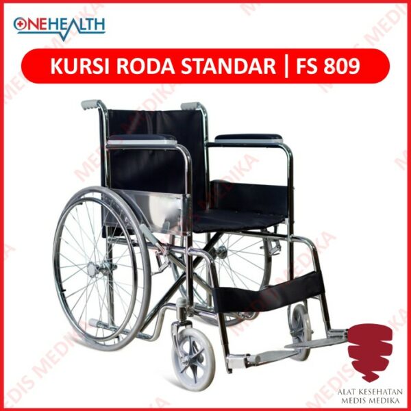 Kursi Roda One Health FS809 Standard Putih Wheel Chair Velg Jari Steel