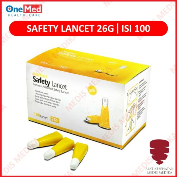 Safety Lancet Lancets 26G Jarum Tusuk Alat Bekam Terapi 26 G Onemed