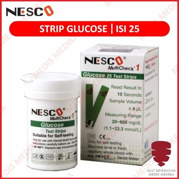 Nesco Glucose Test Strip Cek GDA Gula Darah Refill Isi 25 Stick