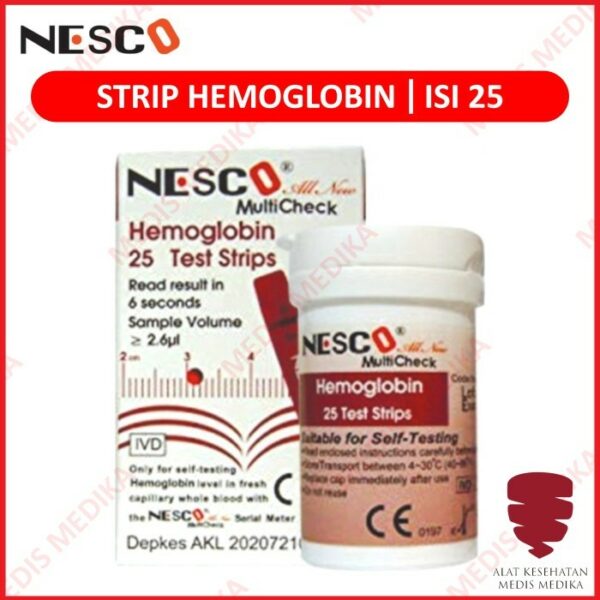 Nesco Hemoglobin Test Strip Hemo Cek Tes Ukur HB Refill Isi 25 Stick