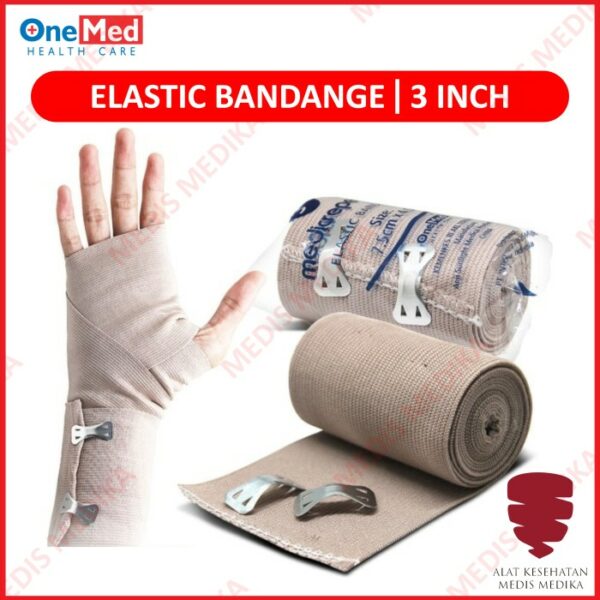 Onemed Elastic Bandange Medicrepe 3″ Perban Elastis P3K 7,5cmx4,5m