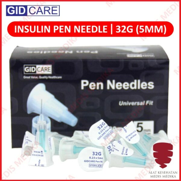 Insulin Pen Needle 32Gx5mm GIDCare Jarum steril Universal Fit Box