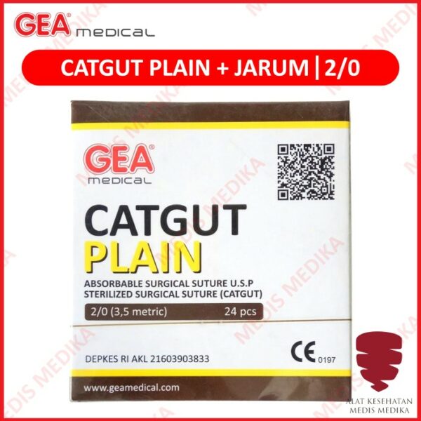 Catgut Plain 2/0 + Jarum Needle Isi 24 Benang Jahit Medis