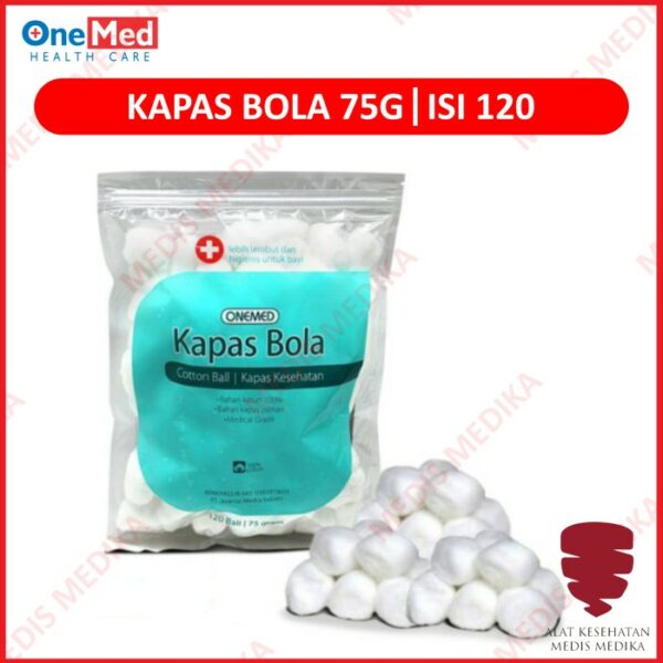 Kapas Bola 75G Isi 120 Ball Serbaguna Kesehatan Peralatan P3K Onemed