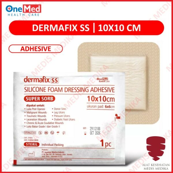 Dermafix SS 10 x 10 cm Onemed Adhesive Foam Dressing Plester Luka