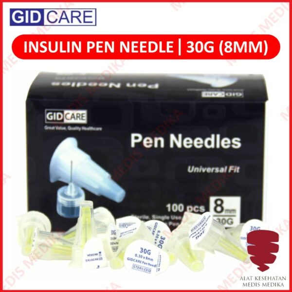 Insulin Pen Needle 30Gx8mm GIDCare Jarum steril Universal Fit Box