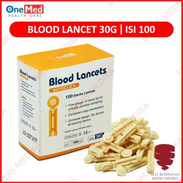 Blood Lancet Autoclick 30G Onemed Jarum Ambil Darah Bekam 30 G Isi 100