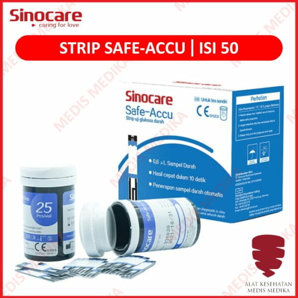 Strip Cek Gula Darah Sinocare Safe-Accu Test Uji Glucose Refill Isi 50