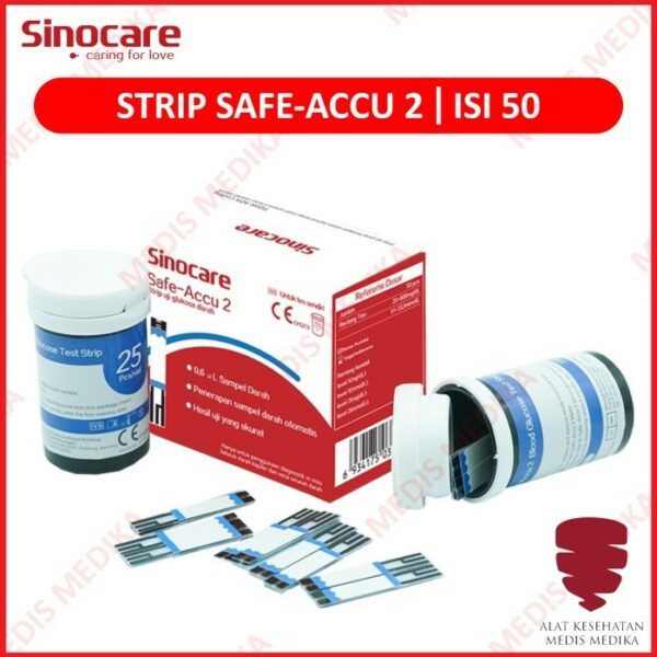 Strip Cek Gula Darah Sinocare Safe-Accu 2 Test Glucose Refill Isi 50