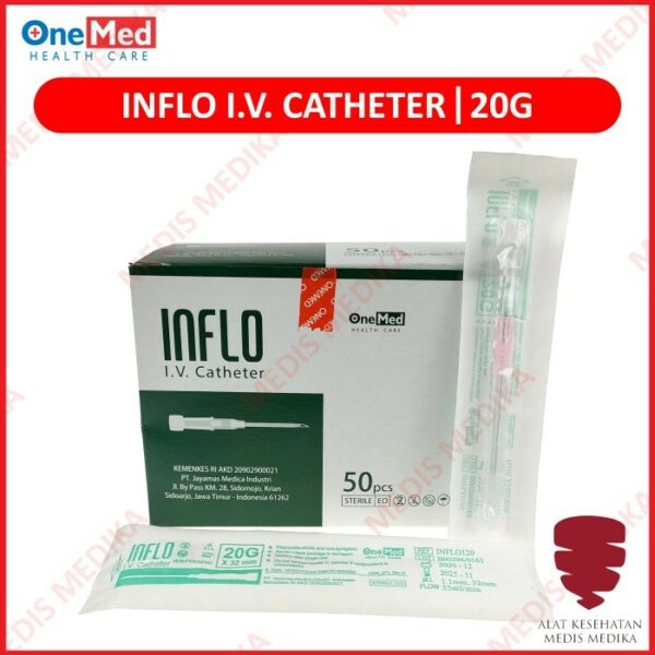 IV Catheter 20G Onemed Inflo Surflo Jarum Infus Abocath Cateter 20G