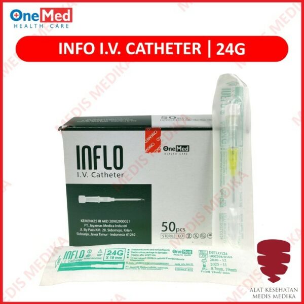 IV Catheter 24G x 19mm Onemed Inflo Infus Abbocath Pen Cateter 1 Box