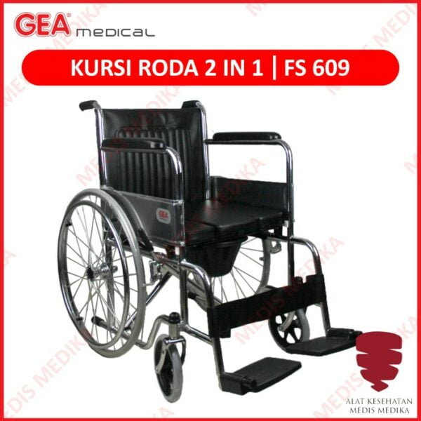Kursi Roda 2in1 GEA KY609 Bab Wheel Chair Commode Toilet 2 in 1 KY 609