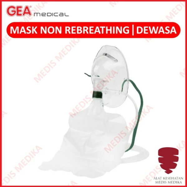 Masker Oksigen Non Rebreathing GEA Dewasa Kantong Oxygen Mask Adult