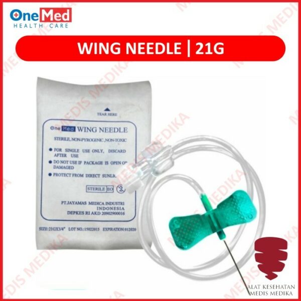 Needle Wing 21G Onemed Jarum Infus Infusion Set Kupu 21 G Sterile