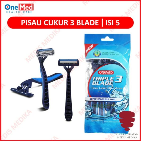 Pisau Cukur Ultra Shave 3 Blade Onemed Alat Bedah Pencukur Tajam isi 5