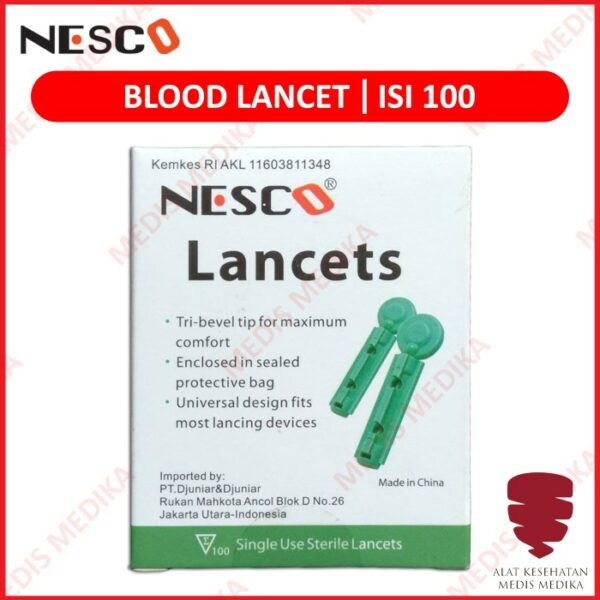 Blood Lancet Nesco 28G Sample Pengambil Darah Jarum Bekam 28 G Isi 100