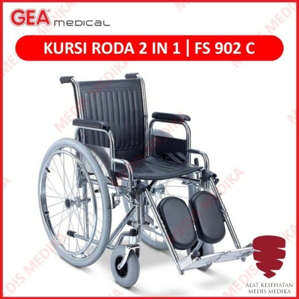 Kursi Roda 2in1 GEA FS 902 C Duduk Selonjor 2 in 1 Wheel Chair FS902C