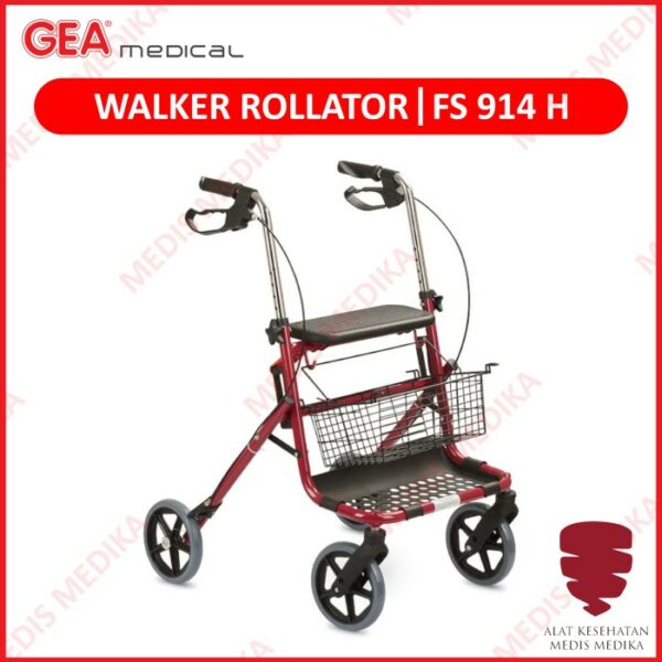Walker Roda Rollator Rolator GEA FS914H Alat Bantu Jalan FS 914 H