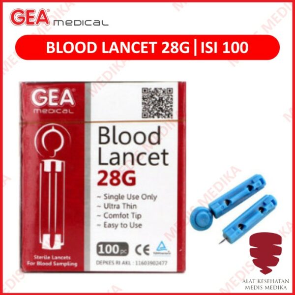Blood Lancet Bekam GEA 28G Isi 100 Jarum Pengambil Darah 28 G