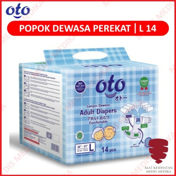 OTO Adult For Diapers Premium Popok Dewasa Perekat Ukuran L Isi 14 Pcs