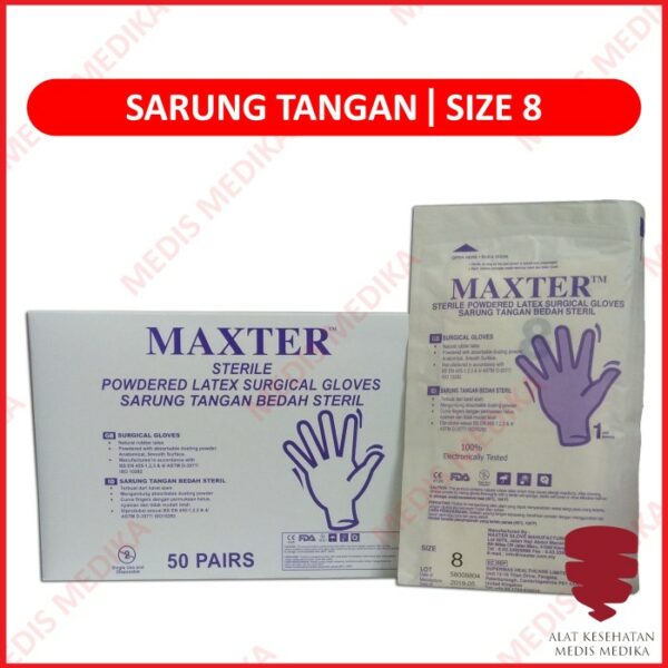 Sarung Tangan Steril Ukuran 8 XL Bedah Operasi Sterile Maxter Ecer