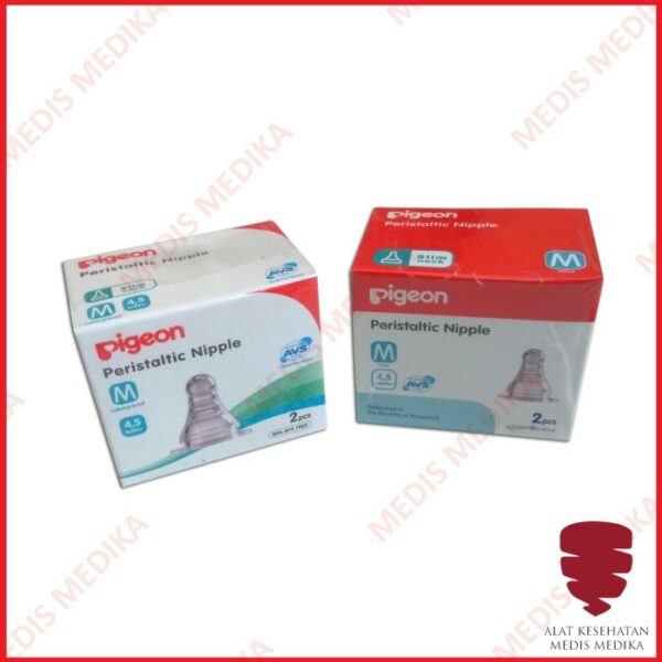 Pigeon Peristaltic Nipple Ukuran M Empeng Silikon Dot Botol Bayi Isi 2