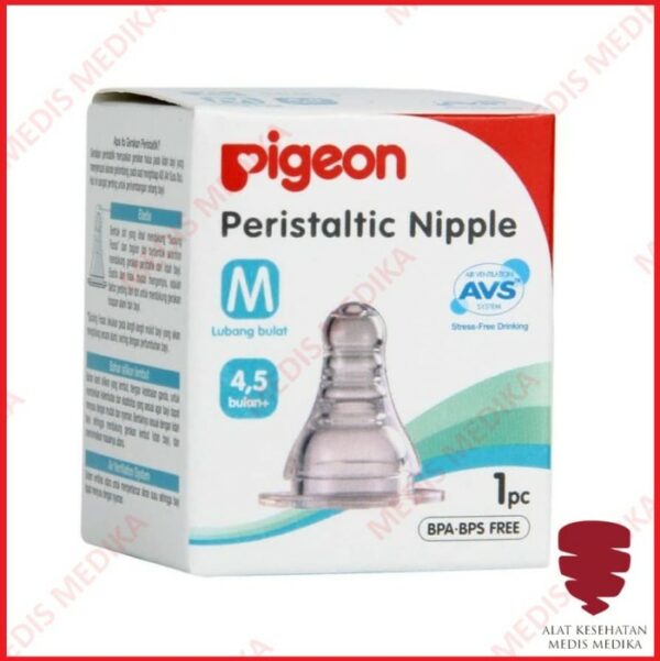 Pigeon Peristaltic Nipple Size M Slim Neck Bottle SIlicone Baby Isi 1