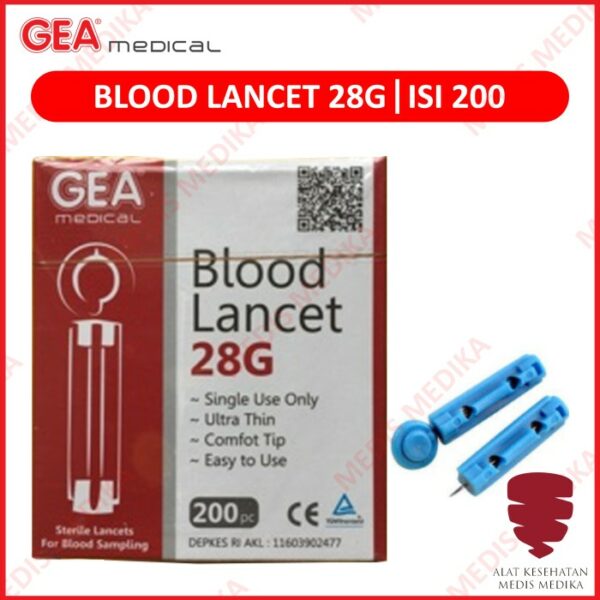 Blood Lancet GEA 28G Jarum Bekam 28 G Sample Pengambil Darah Isi 200