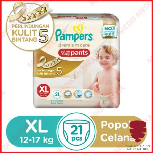 Pampers Premium Care Pants Popok Celana Bayi Anak Ukuran XL Isi 21