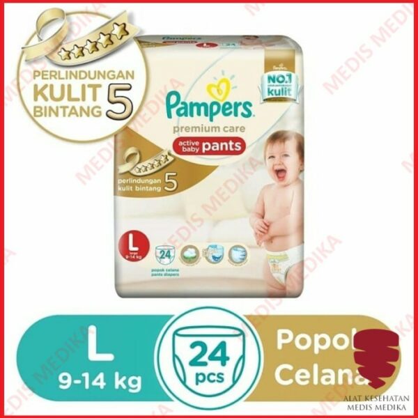 Pampers Premium Care Pants Popok Celana Bayi Anak Ukuran L Isi 24