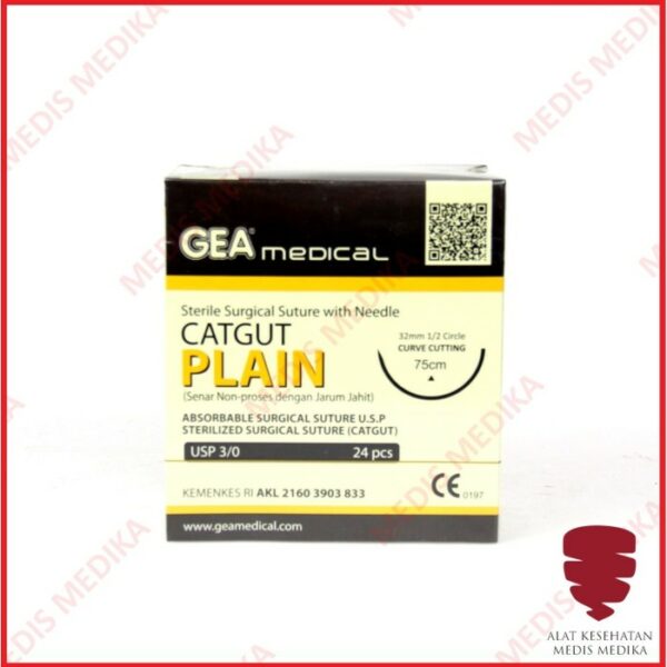 Catgut Plain 3/0 + Jarum Needle Isi 24 Benang Jahit Medis